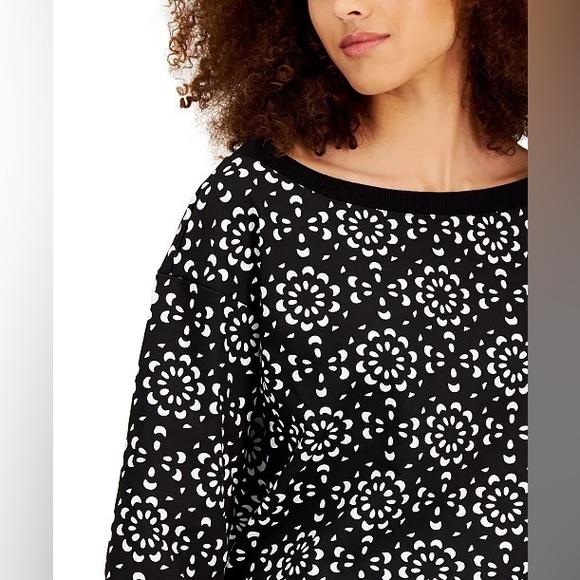 NWT INC INTERNATIONAL CONCEPTS ABSTRACT-PRINT SWEATER JIL FLOWER XS - Picture 4 of 5